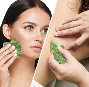 KAMIEŃ PŁYTKA GUA SHA MASAŻER DO TWARZY Z JADEITU