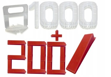 ZESTAW 1000x KLIPSY 1.0mm + 200x KLINY SYSTEM DO POZIOMOWANIA PŁYTEK
