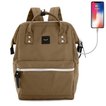 Plecak do samolotu Himawari Sorrel HM1881 na laptopa 13,3 USB brązowy