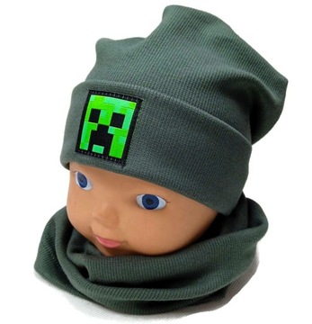 komplet MINECRAFT* CZAPKA KOMIN * bawełna * 54/58