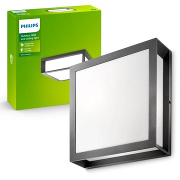 PHILIPS LAMPA ogrodowa zewnętrzna LED PLAFON sufitowy SKIES E27 antracyt