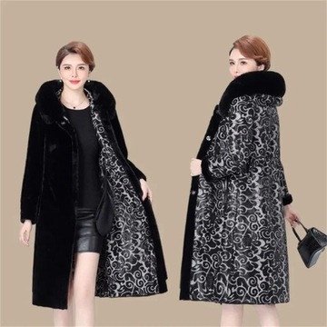 7XLHigh Quality Fur Coat Women Two Sides Wear 2024