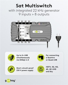 Мультисвитч спутниковое ТВ радио 9 входов 8 выходов
