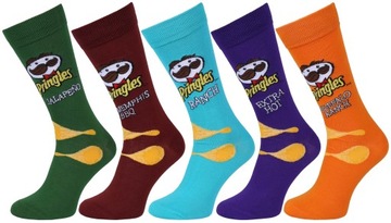 5x kolorowe, długie, skarpetki PRINGLES 43-47 EU