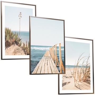 50x40 ZESTAW OBRAZY W RAMIE PLAKATY RAMKA TRAWA MORZE WIDOKI NATURA BOHO