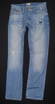 HILFIGER DENIM SUPER MARKOWE JEANSOWE SPODNIE Z DZIURAMI - 30/32