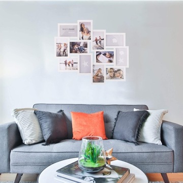 НАБОР МУЛЬТИРАМА ИЗ 12 ФОТОРАМОК БЕЛАЯ РАМКА МУЛЬТИ ФОТОГАЛЕРЕЯ КОЛЛАЖ