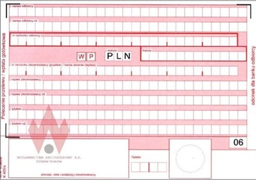 POLECENIE PRZELEWU WPŁATA 80 KART. 40 KPL 1+1
