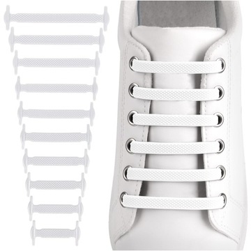 Шнурки резиновые для обуви без завязок, шнурки эластичные белые.