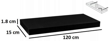 ПОДВЕСНАЯ НАСТЕННАЯ ПОЛКА, ЧЕРНАЯ, 120 СМ, УСТАНОВКА В КНИЖНЫЙ ШКАФ