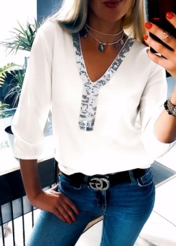 . ЭЛЕГАНТНАЯ СВОБОДНАЯ БЛУЗКА больших размеров С ПАЙЕТКАМИ 48