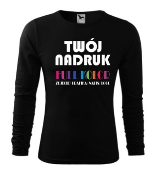 Koszulka długi rękaw, longsleeve PREMIUM z WŁASNYM NADRUKIEM M