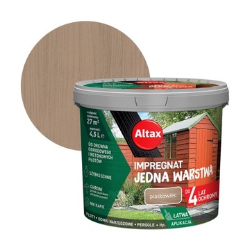 ALTAX IMPREGNAT DO DREWNA OGRODOWEGO 4,5L PIASKOWIEC JEDNA WARSTWA