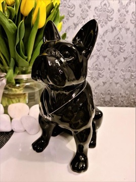Керамическая фигурка черного бульдога H32