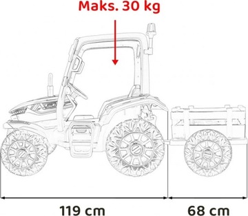 Трактор для электрической батареи для детей 2x200W 24 В 7AH трейлер