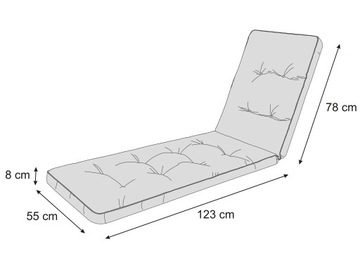 Подушка на длинный садовый пляжный шезлонг 201х55 см.