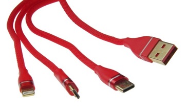 Kabel do telefonu 3w1 Lightning USB C micro USB