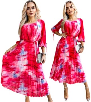 SUKIENKA DAMSKA midi modna stylowa ombre PRINT wesele