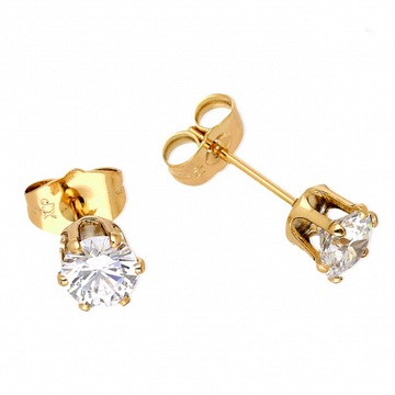KOLCZYKI ZŁOTE STAL CHIRURGICZNA SZTYFTY 6 mm 18k