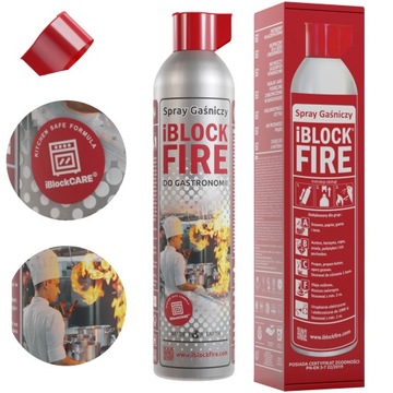 GAŚNICA iBlockFIRE SPRAY GAŚNICZY DO GASTRONOMII I KUCHNI BIO ABCFE 0,6L