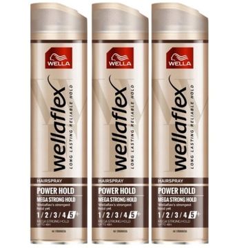 Wellaflex Lakier do Włosów Power Hold 5+ Mocny x3