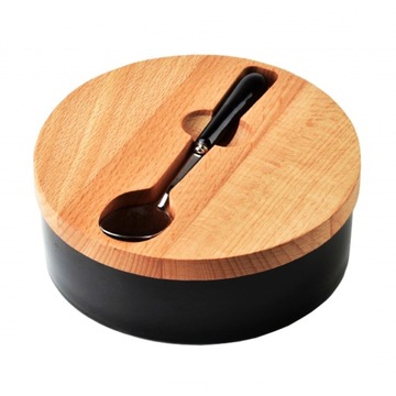 Cukiernica Cookini Basic Kitchen porcelana Cukiernica z łyżeczką, czarna