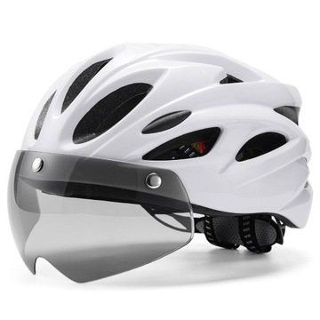 Kask rowerowy ochronny EPS z wizjerem, tylne światło LED EUTOUR