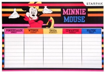 Plan lekcji A5 Minnie Mouse z tabliczką mnożenia