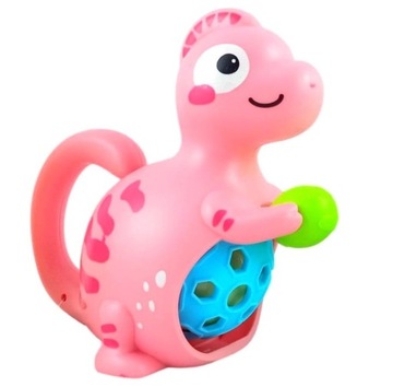 GRZECHOTKA SENSORYCZNA Z KULKĄ DINOZAUR 11CM KOLOROWA