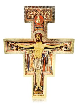 Krzyż Franciszkański San Damiano 25cm z efektem pozłocenia
