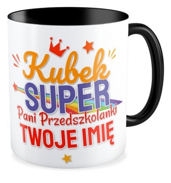 Kubek czarny SUPER PRZEDSZKOLANKA Twoje imię
