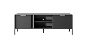 Szafka Rtv pod telewizor komoda do salonu z półkami 153cm antracyt + złoty