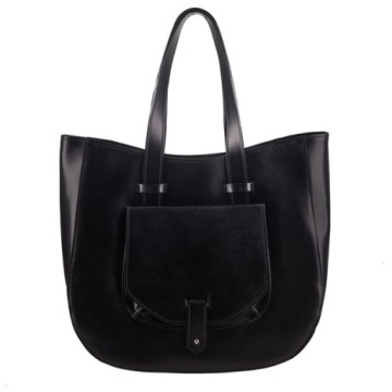 SKÓRZANA TOREBKA WŁOSKA SHOPPER BAG A4 CZARNA 0972