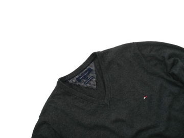 TOMMY HILFIGER Klasyczny Szary Męski Sweter KASZMIR r L/XL