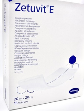 Zetuvit E jałowe kompresy chłonne 20cm x 20cm 15 szt