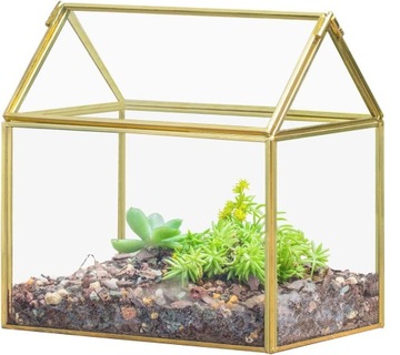 Małe geometryczne szklane terrarium z pokrywką pojemnik na rośliny