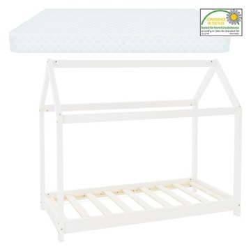 Кровать с крышей и каркасом 80х160 см, сосна белая