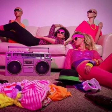 КОМПЛЕКТ 1980-Х НЕОНОВЫЕ СЕРЬГИ ОЧКИ АСТРОЧКИ ПЕРЧАТКИ ПОВЯЗКА 5в1