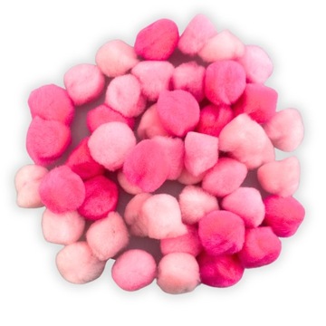 POMPONY KOLOROWE RÓŻOWE POMPONIKI 45 SZT 1,5CM