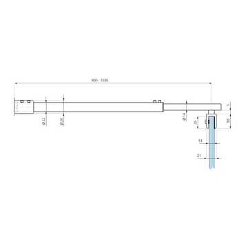 Stabilizator Wspornik teleskopowy kabiny ściana-szkło 750-1040 mm Satyna