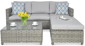 УГЛОВОЙ ДИВАН комплект из техно-ротанга MARCO CAFFE Modern Grey GARDEN FURNITURE