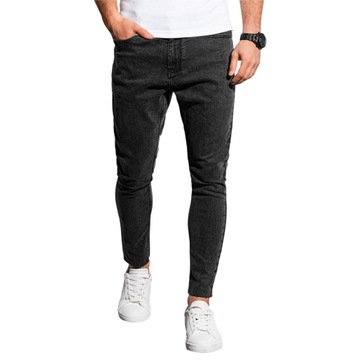 Męskie jeansowe spodnie marmurkowe SLIM FIT czarne V3 OM-PADP-0146 XXL