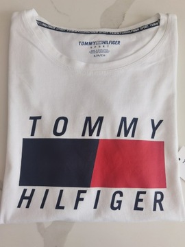 Tommy Hilfiger biały t-shirt koszulka logo S -20%