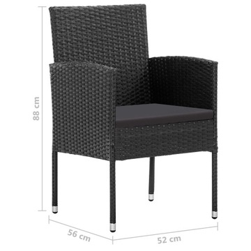 vidaXL Комплект садовой мебели из 7 предметов из поли ротанга, черный
