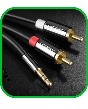 Kabel Przewód Audio JACK 3,5 mm 2x RCA Chinch STEREO 2M HQ Pozłacany