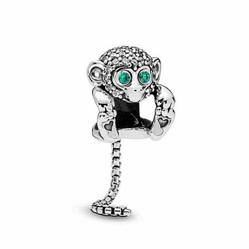 Charms ZAWIESZKA małpka cyrkonie zielony S925