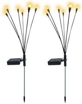 Zestaw 2 szt Lampa Solarna Ogrodowa Wbijana Kulki Biały Ciepły