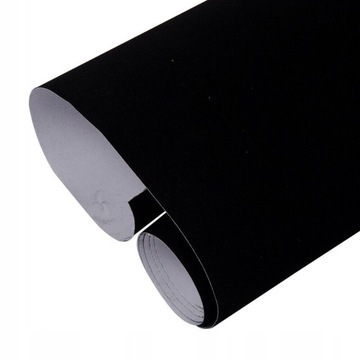 CF | FOLIA SAMOPRZYLEPNA MATERIAŁOWA ZAMSZ FLOCK CZARNY WELUR 135x50cm