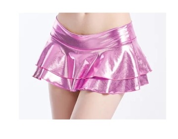 СЕКСУАЛЬНАЯ РОЗОВАЯ ПЛИССИРОВАННАЯ ВИНИЛОВАЯ МИНИ-ЮБКА L