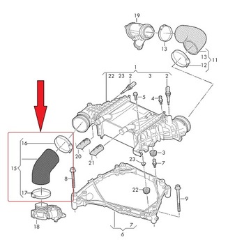 ШЛАНГ КОЛЕНО ТРУБЫ TURBO INTERKULER/A VW 04L145822H